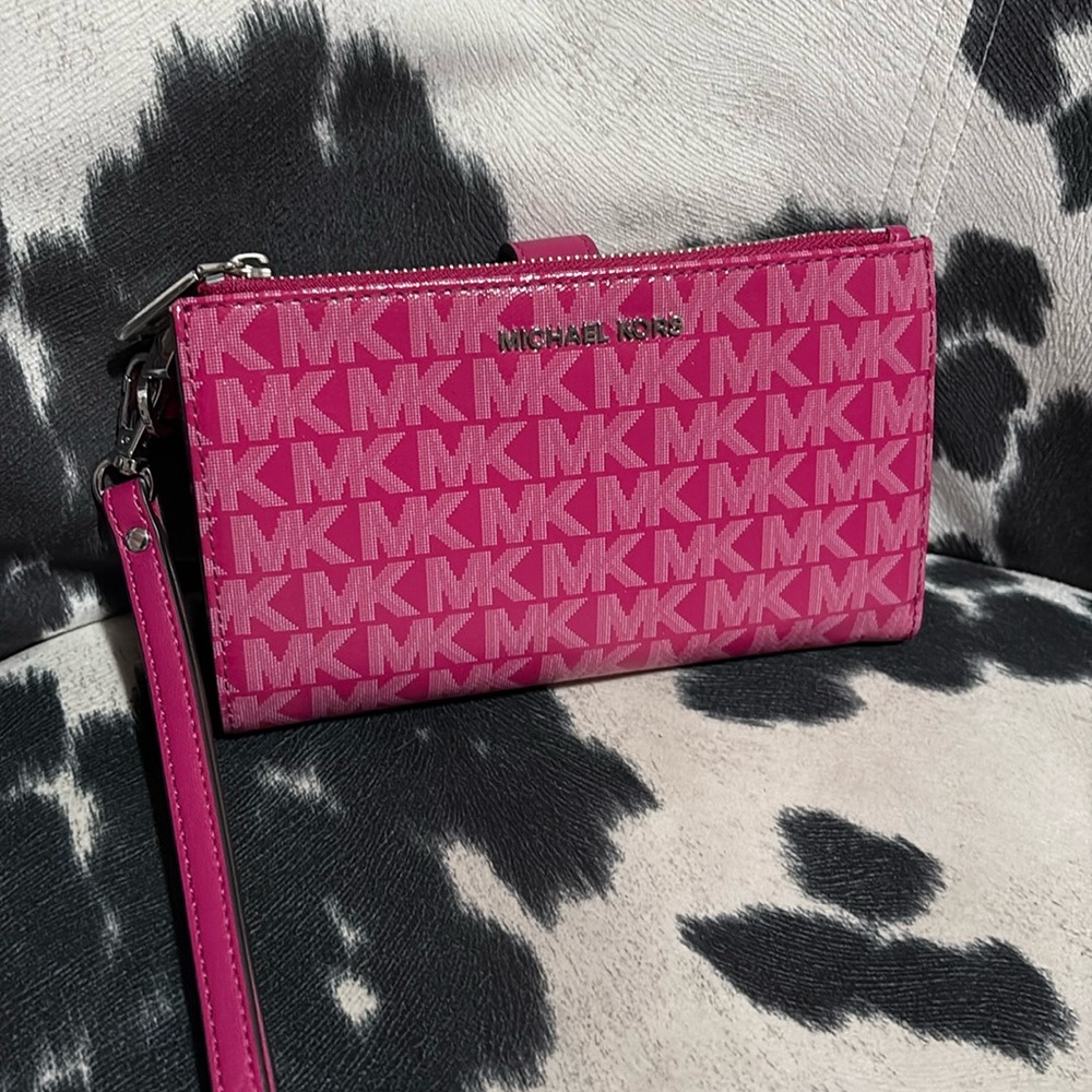 Michael Kors Fuchsia MK Pattern Wristlet